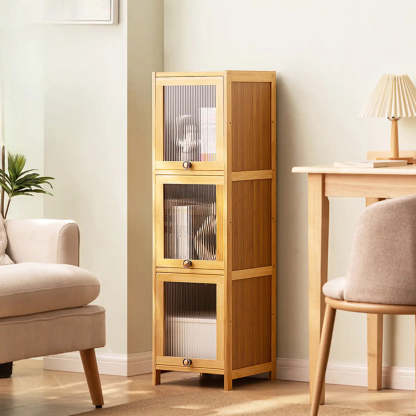 Modern Rectangular Closed-Back Bamboo Bookcase