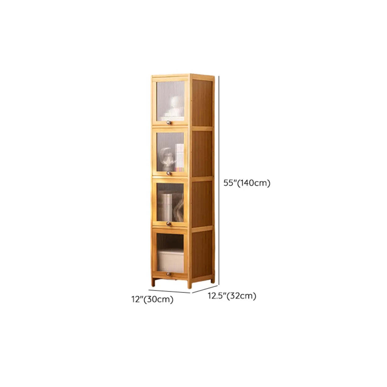 Modern Rectangular Closed-Back Bamboo Bookcase