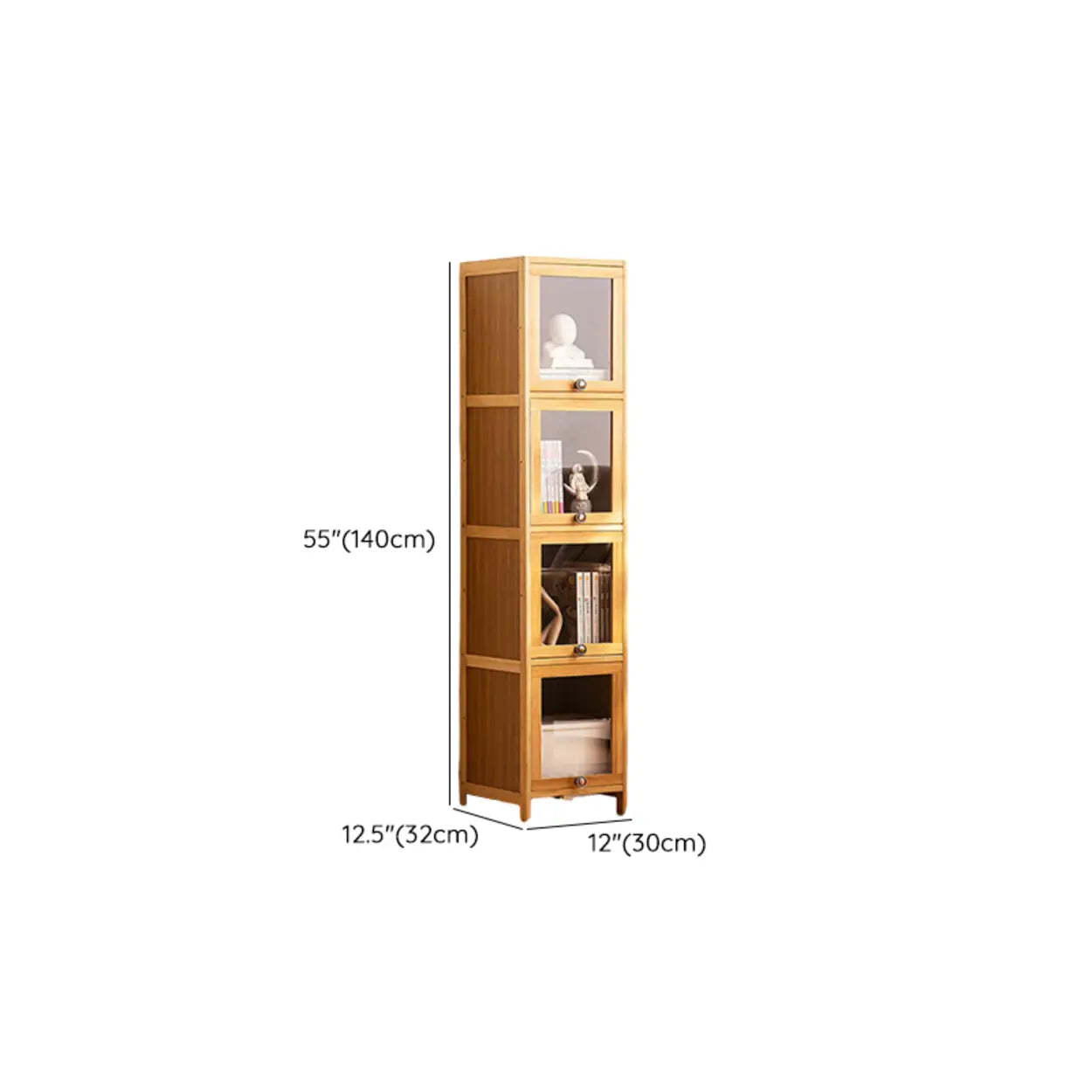 Modern Rectangular Closed-Back Bamboo Bookcase