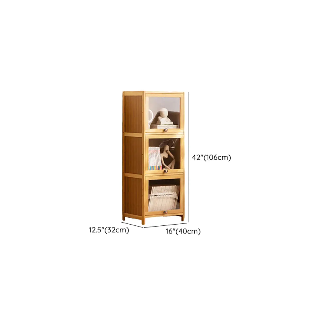 Modern Rectangular Closed-Back Bamboo Bookcase