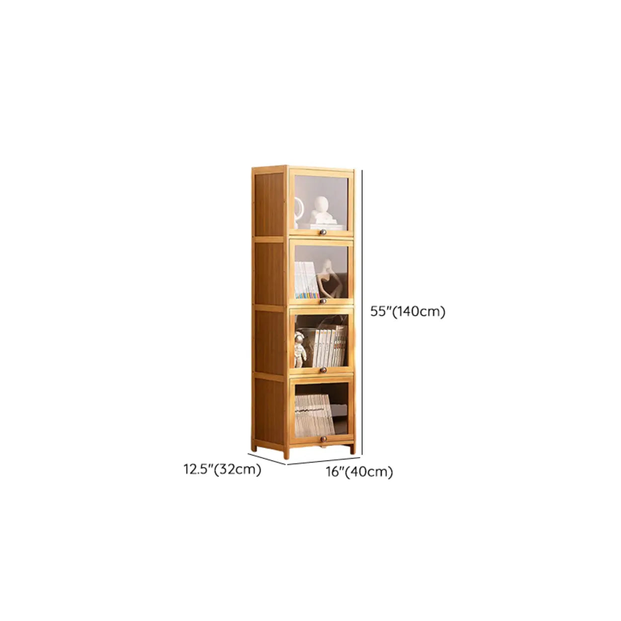 Modern Rectangular Closed-Back Bamboo Bookcase