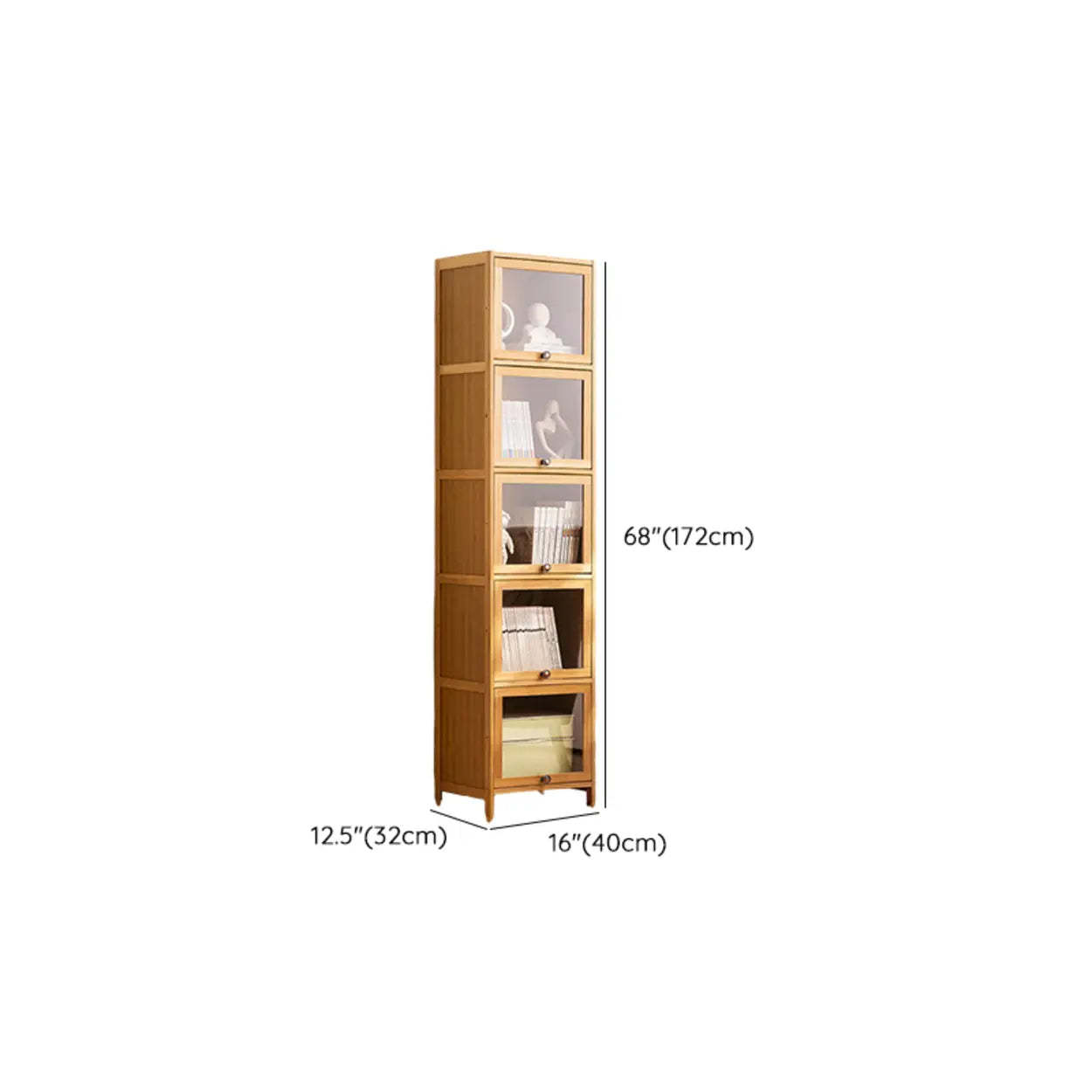 Modern Rectangular Closed-Back Bamboo Bookcase