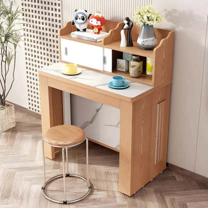 Modern Rectangular Marble Top Extendable Dining Table