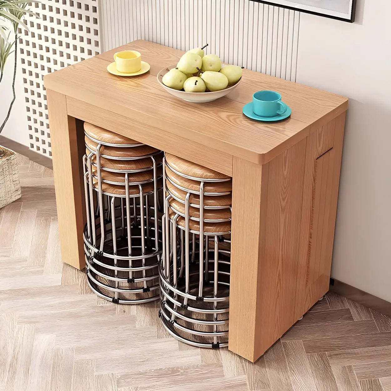 Modern Rectangular Marble Top Extendable Dining Table