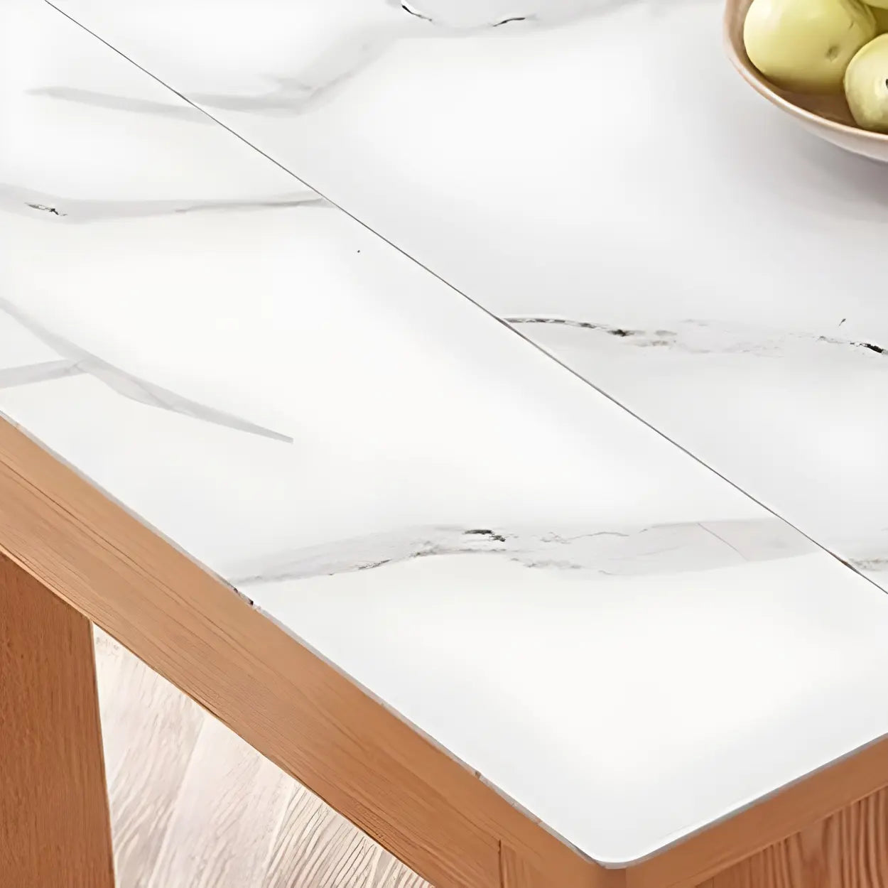Modern Rectangular Marble Top Extendable Dining Table