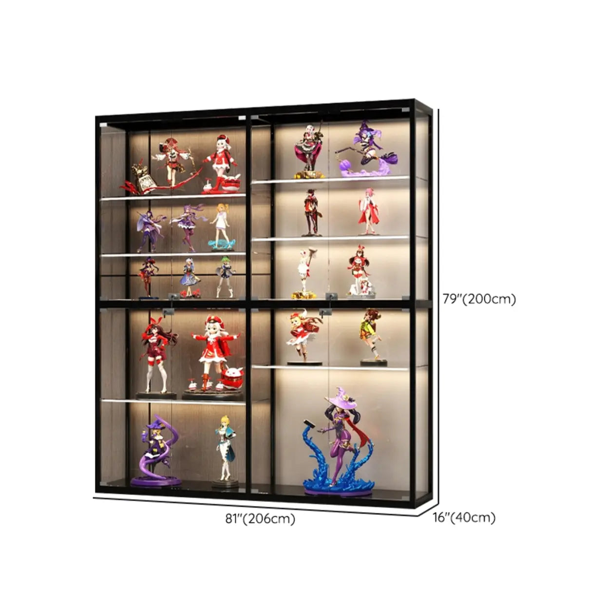 Modern White Rectangular Glass Curio Display Cabinet — Black
