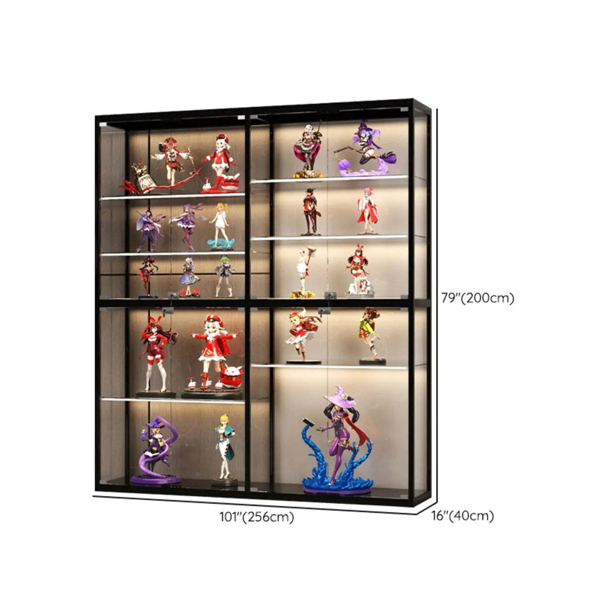 Modern White Rectangular Glass Curio Display Cabinet — Black