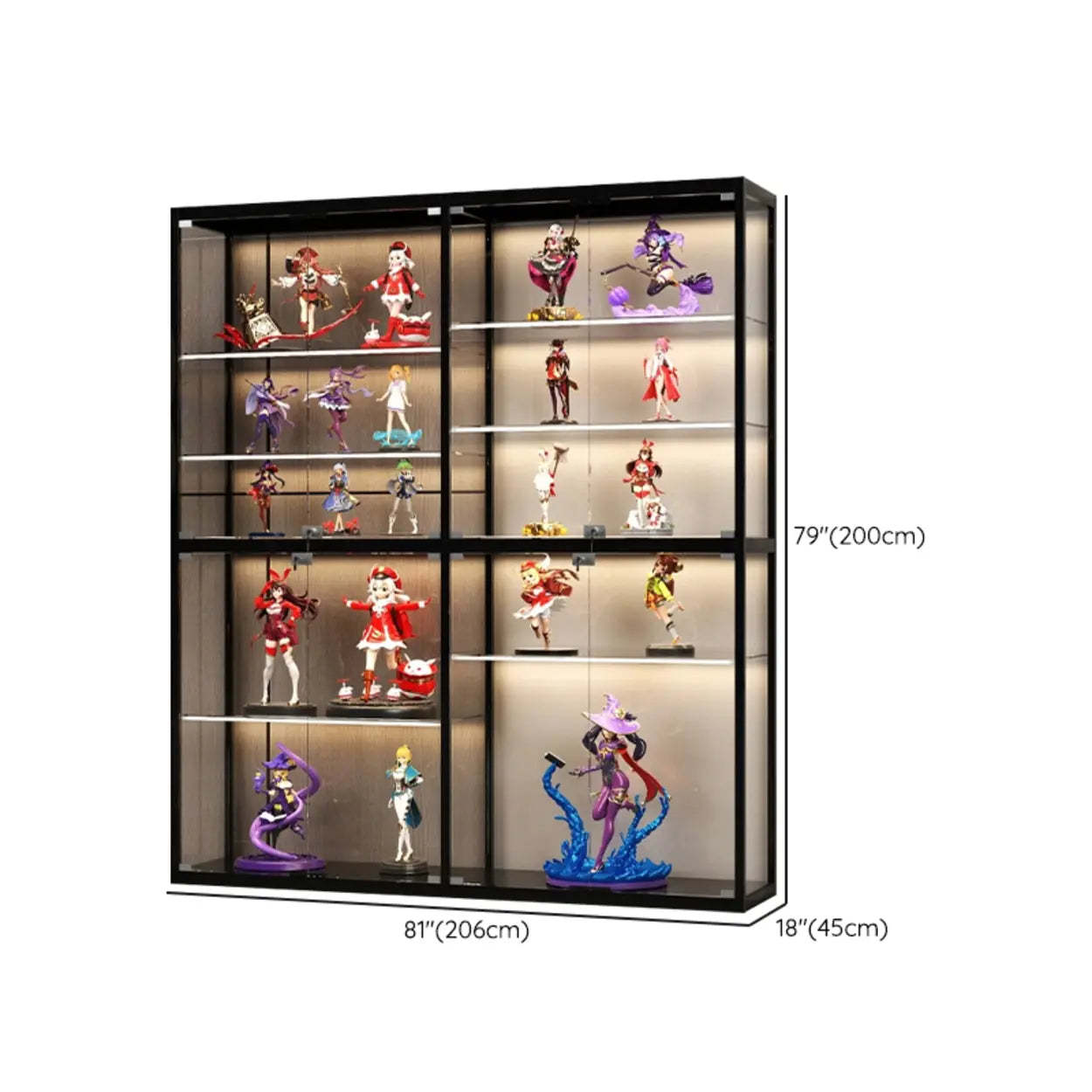 Modern White Rectangular Glass Curio Display Cabinet — Black