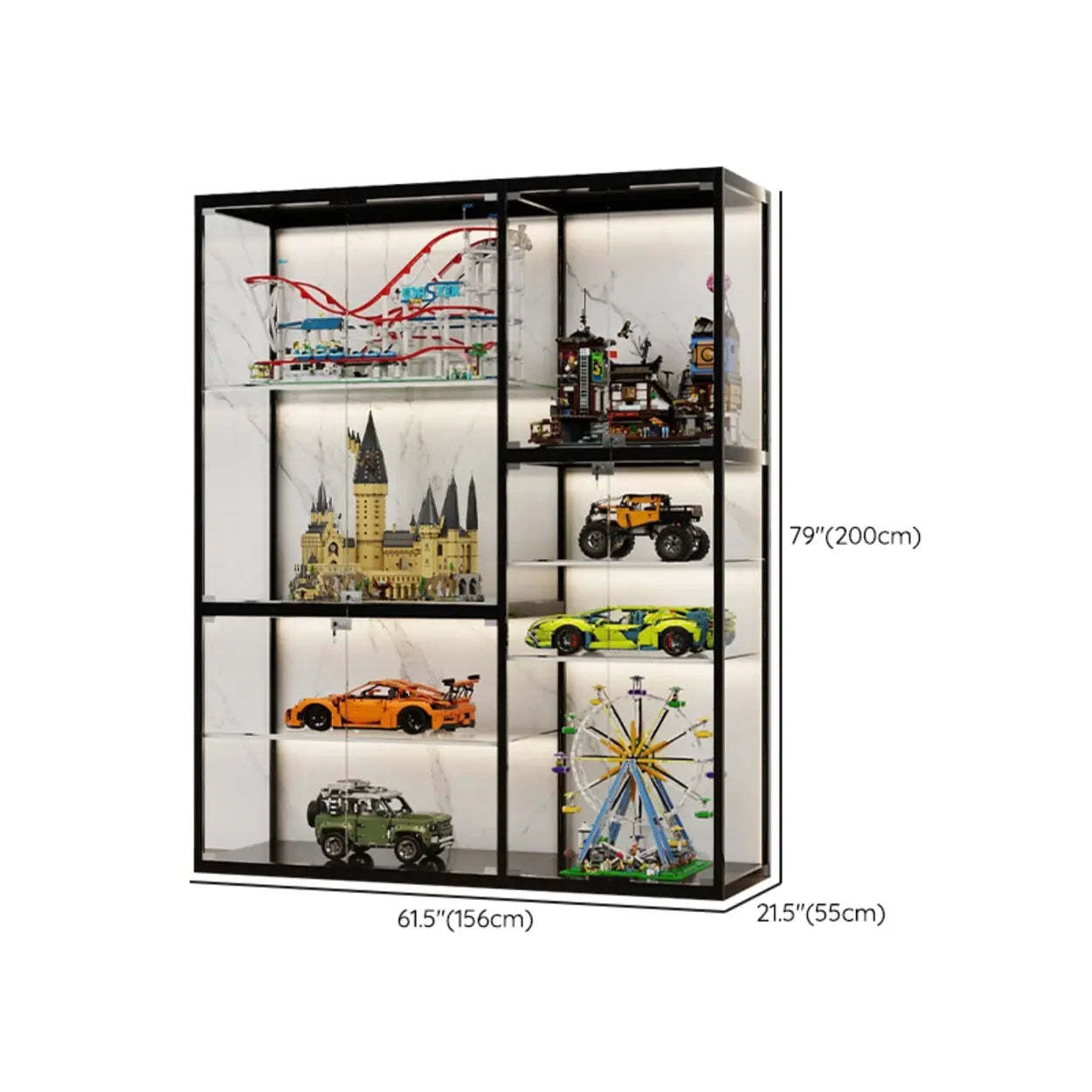 Modern White Rectangular Glass Curio Display Cabinet