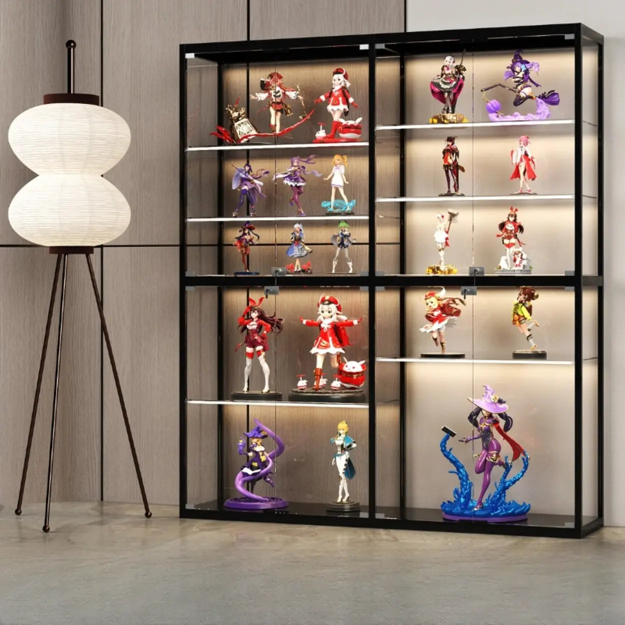 Modern White Rectangular Glass Curio Display Cabinet — Black