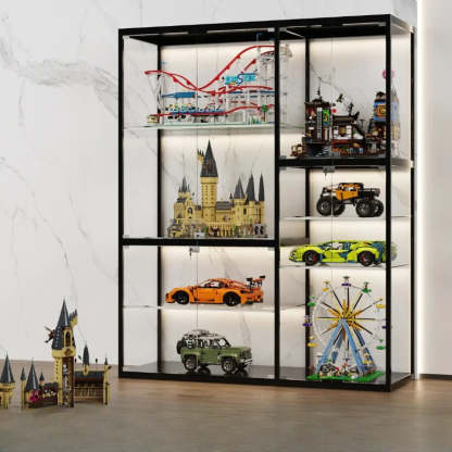 Modern White Rectangular Glass Curio Display Cabinet — White