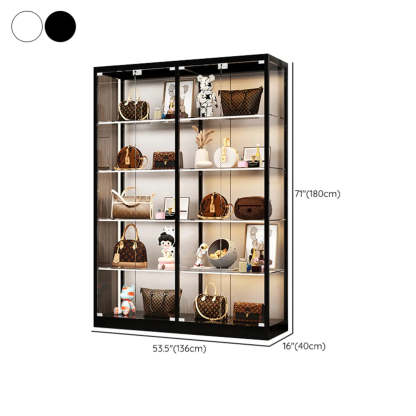 Modern White Rectangular Glass Curio Display Cabinet — White