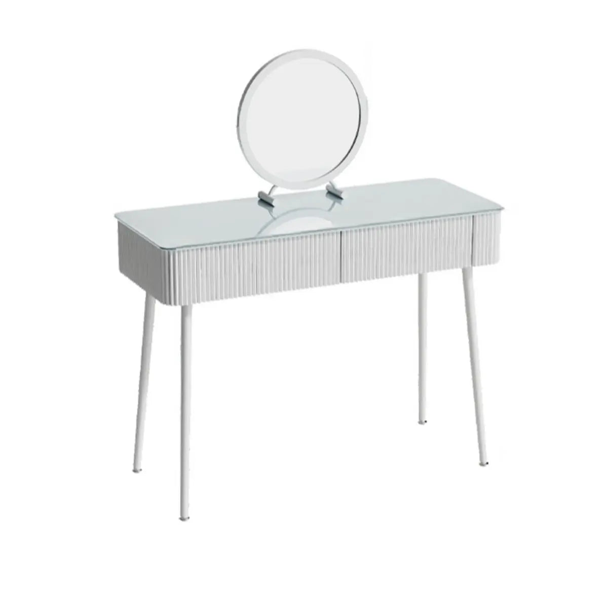 Modern Glass-Top White Vanity Table