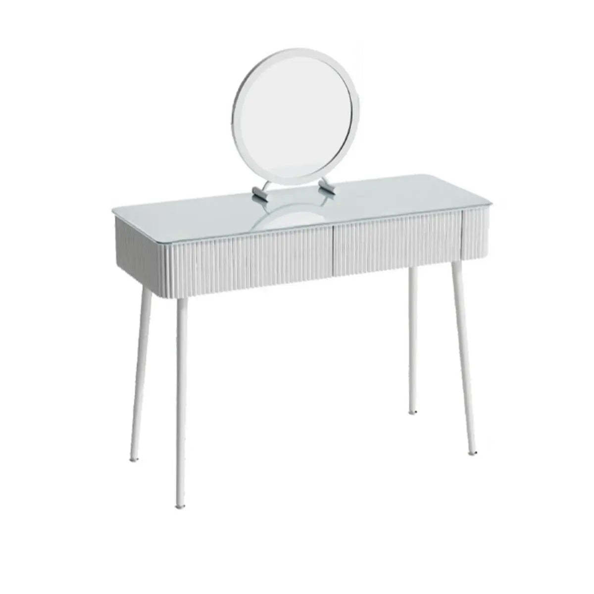 Modern Glass-Top White Vanity Table