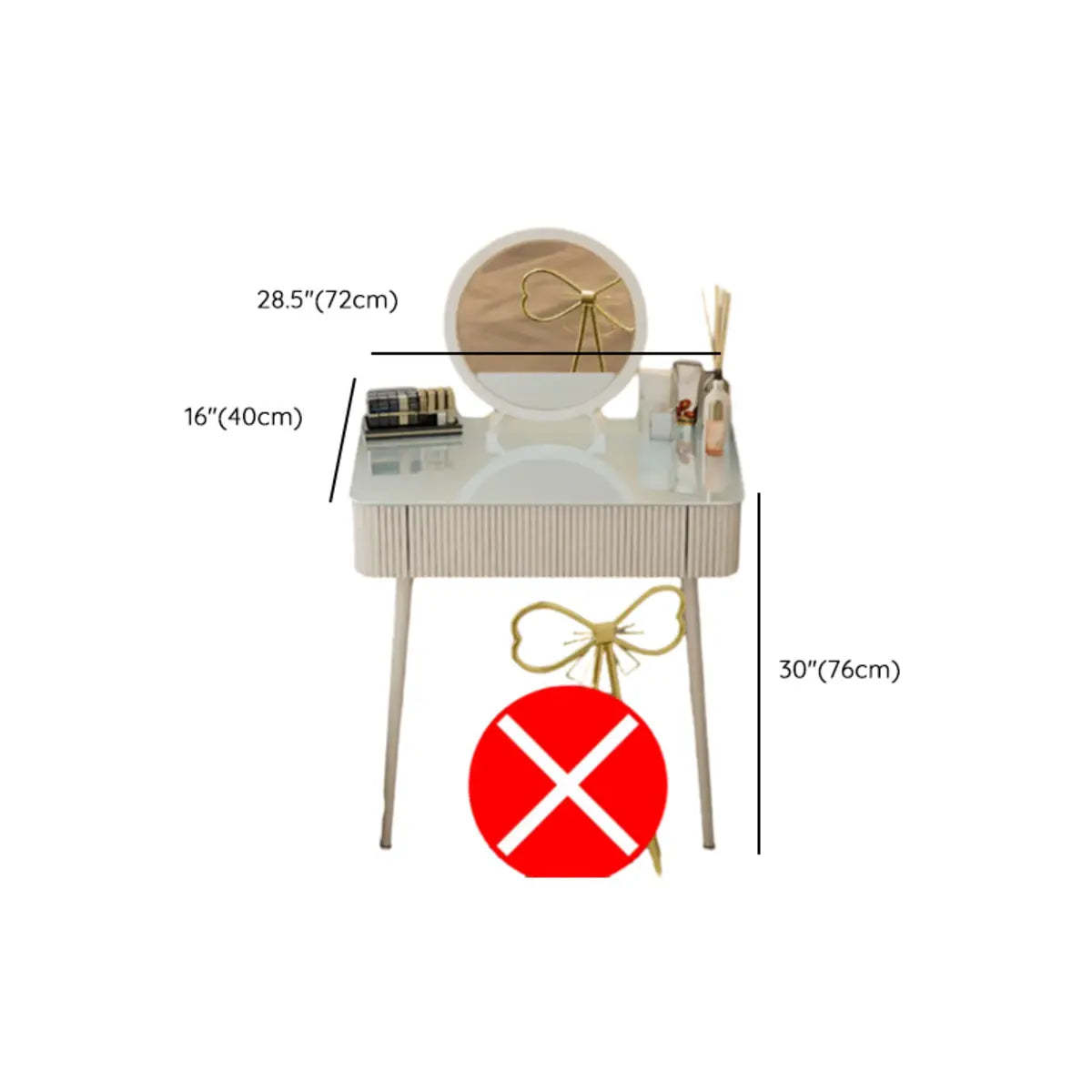 Modern Glass-Top White Vanity Table