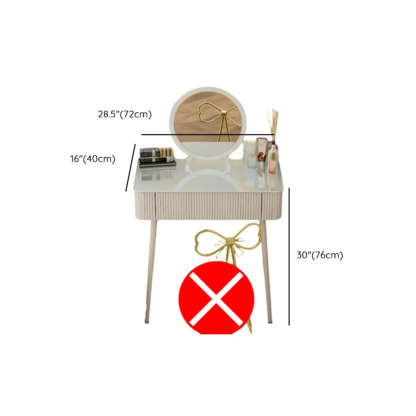Modern Glass-Top White Vanity Table