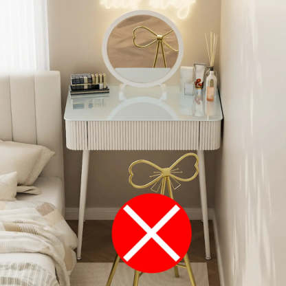 Modern Glass-Top White Vanity Table — Makeup Vanity & Mirror