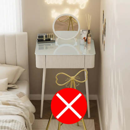 Modern Glass-Top White Vanity Table