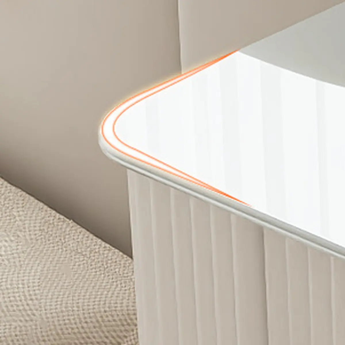 Modern Glass-Top White Vanity Table