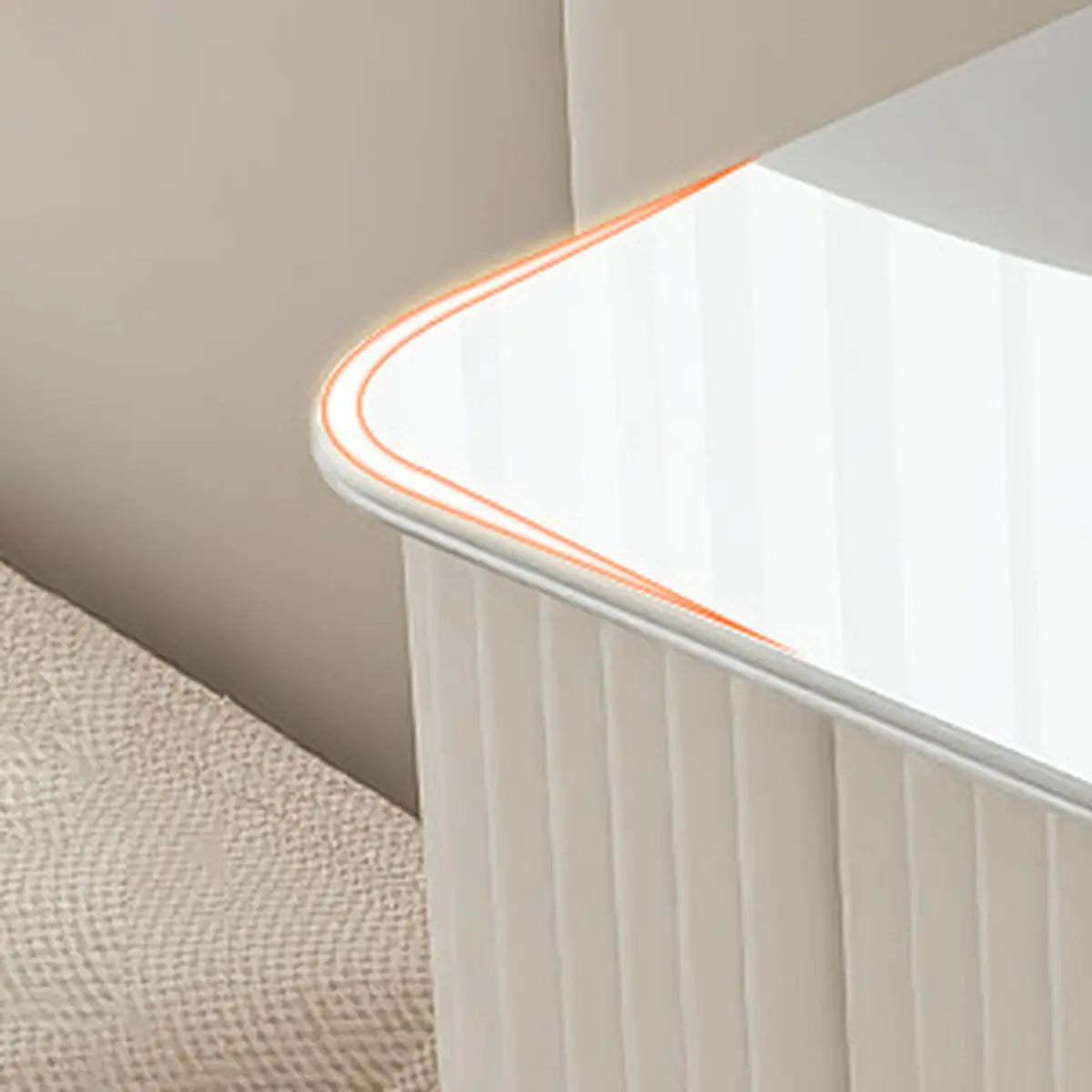 Modern Glass-Top White Vanity Table