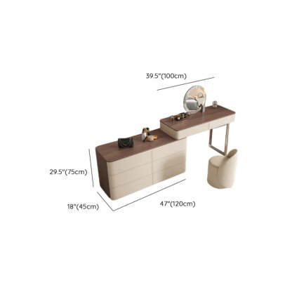 Modern Rectangular Leather Off-White Mirror Vanity