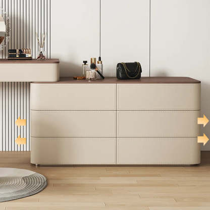 Modern Rectangular Leather Off-White Mirror Vanity