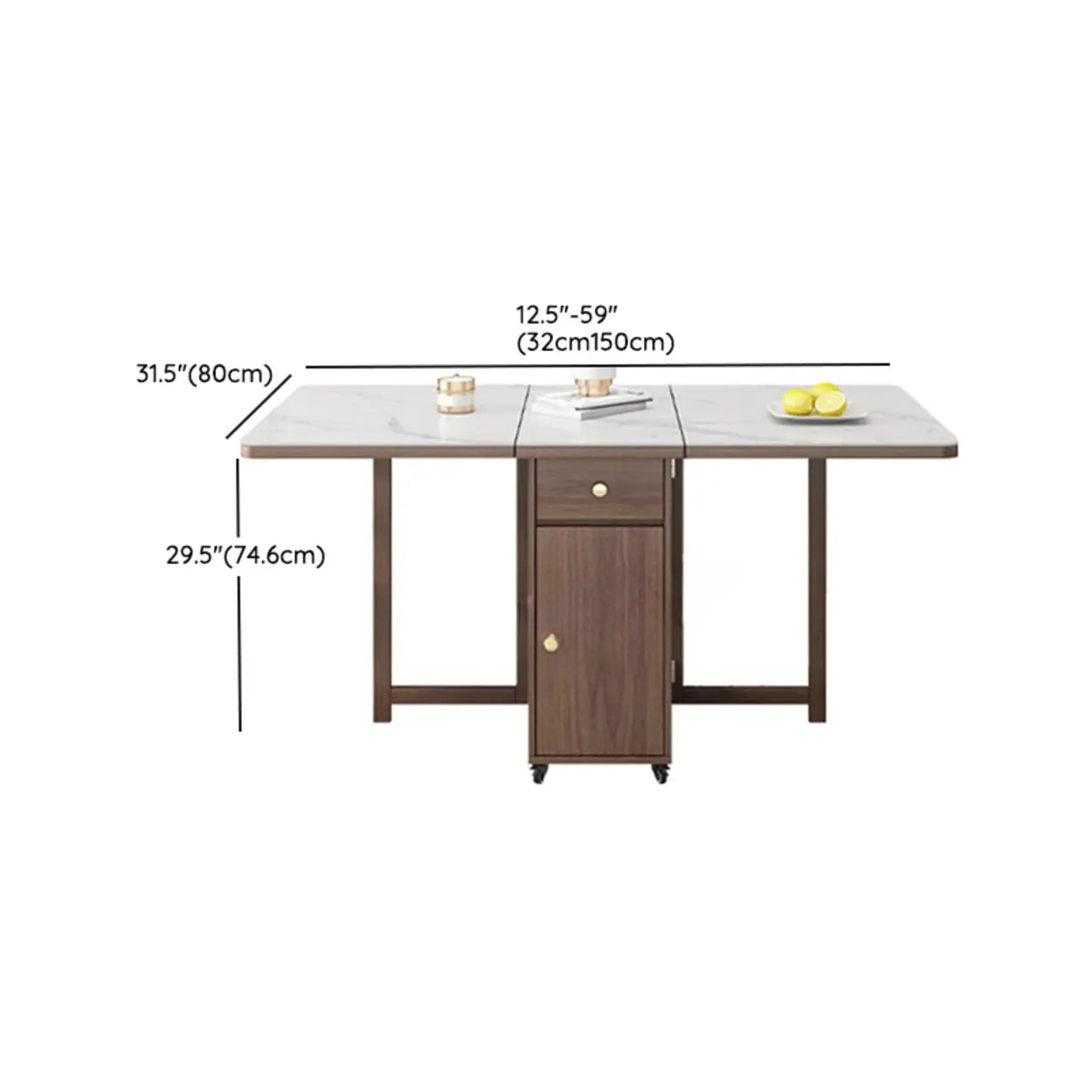 Modern Rectangular White Marble Folding Dining Table