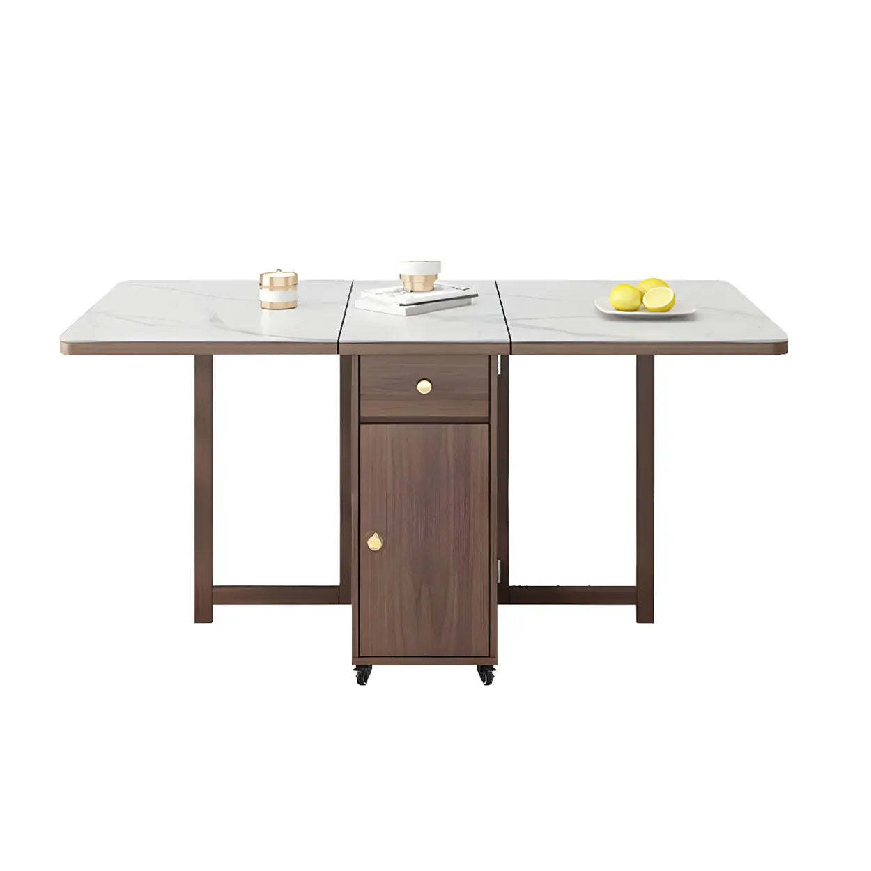 Modern Rectangular White Marble Folding Dining Table