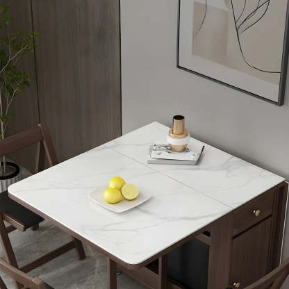 Modern Rectangular White Marble Folding Dining Table