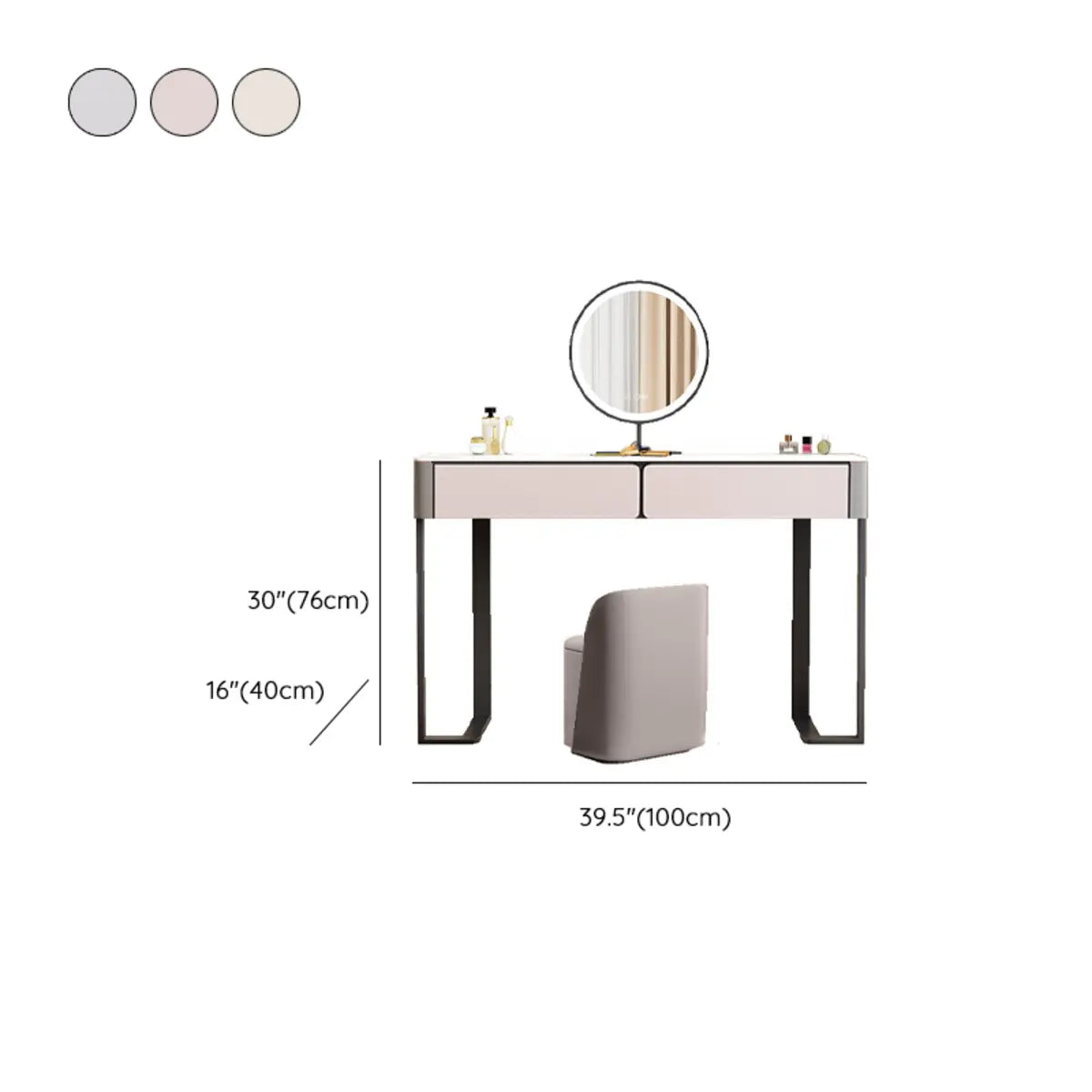 Modern Rectangular Marble Vanity with LED Mirror
