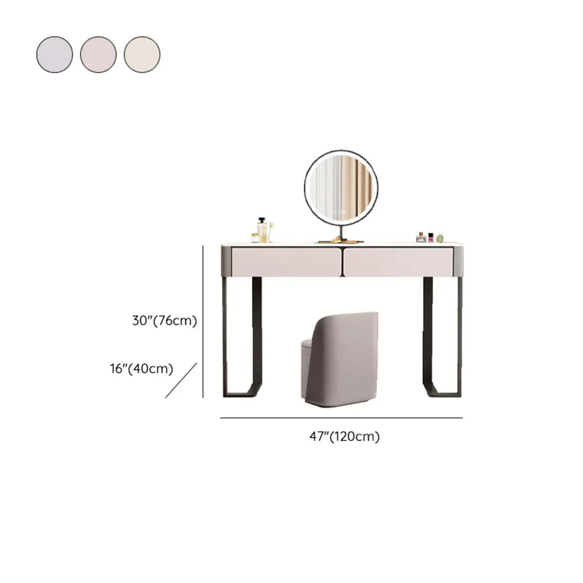 Modern Rectangular Marble Vanity with LED Mirror