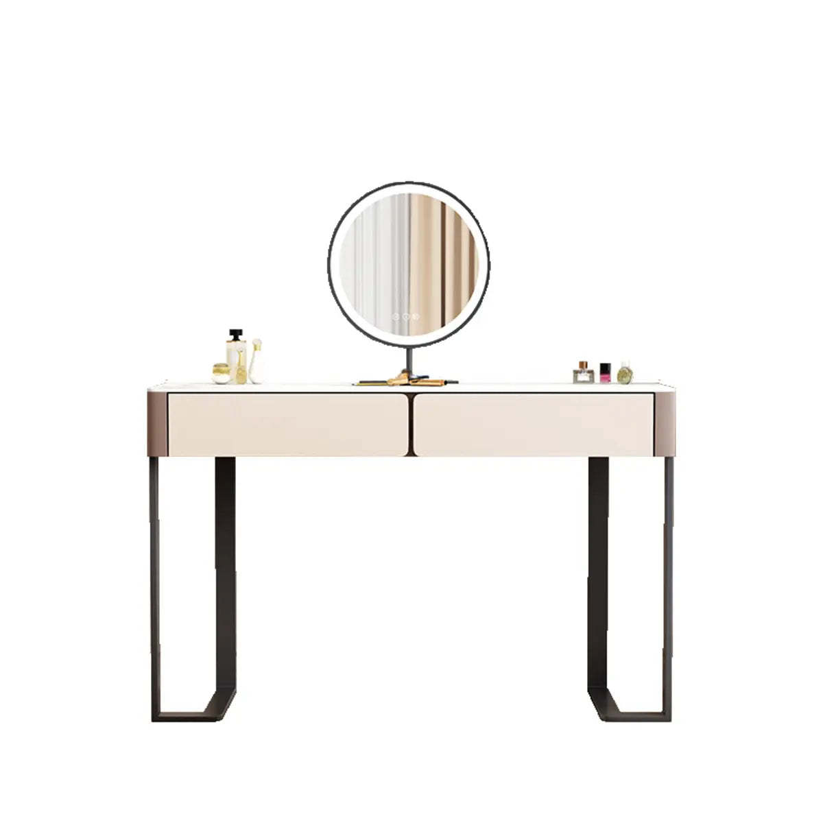 Modern Rectangular Marble Vanity with LED Mirror — Grey
