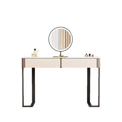 Modern Rectangular Marble Vanity with LED Mirror — Grey