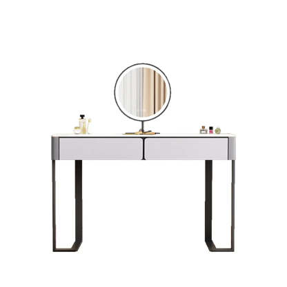 Modern Rectangular Marble Vanity with LED Mirror — Grey