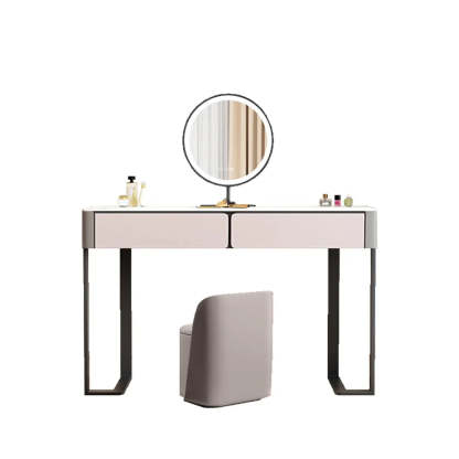 Modern Rectangular Marble Vanity with LED Mirror — Khaki