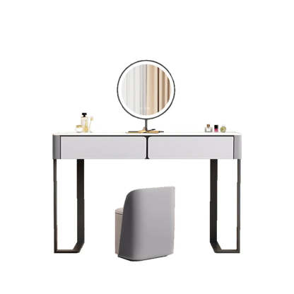 Modern Rectangular Marble Vanity with LED Mirror — Khaki