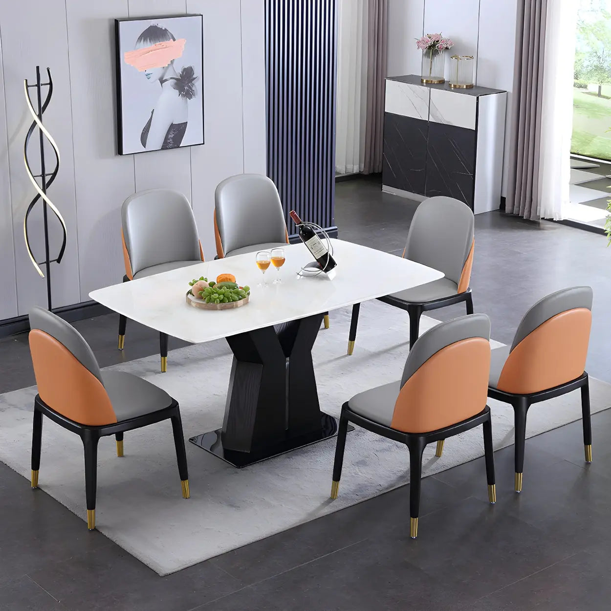 Modern Rectangular White Marble Dining Table - 472x276
