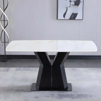 Modern Rectangular White Marble Dining Table