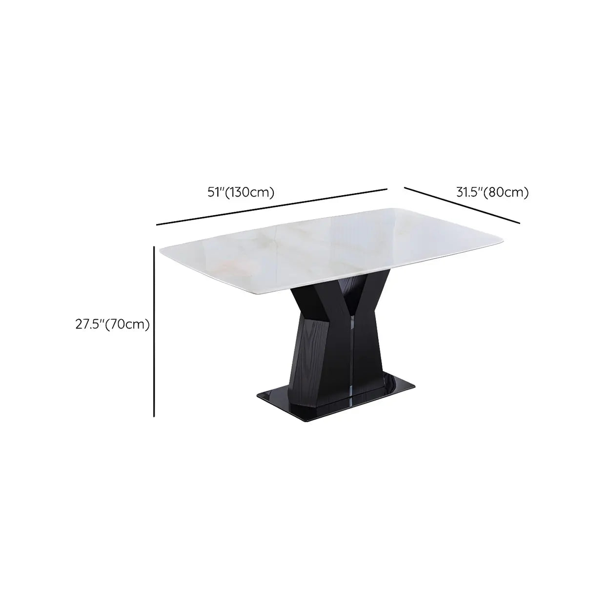 Modern Rectangular White Marble Dining Table