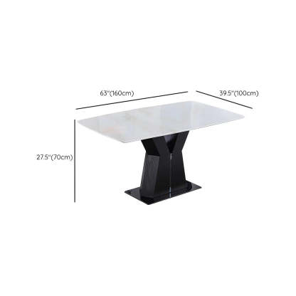 Modern Rectangular White Marble Dining Table
