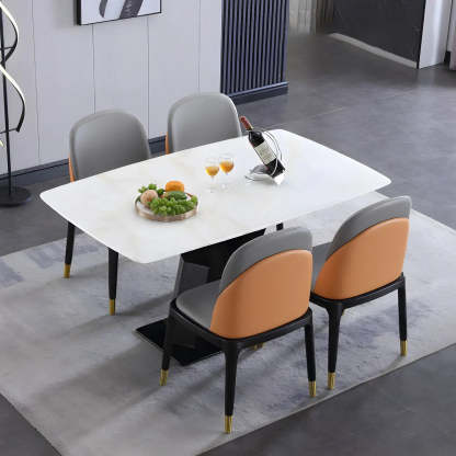 Modern Rectangular White Marble Dining Table — Table Only