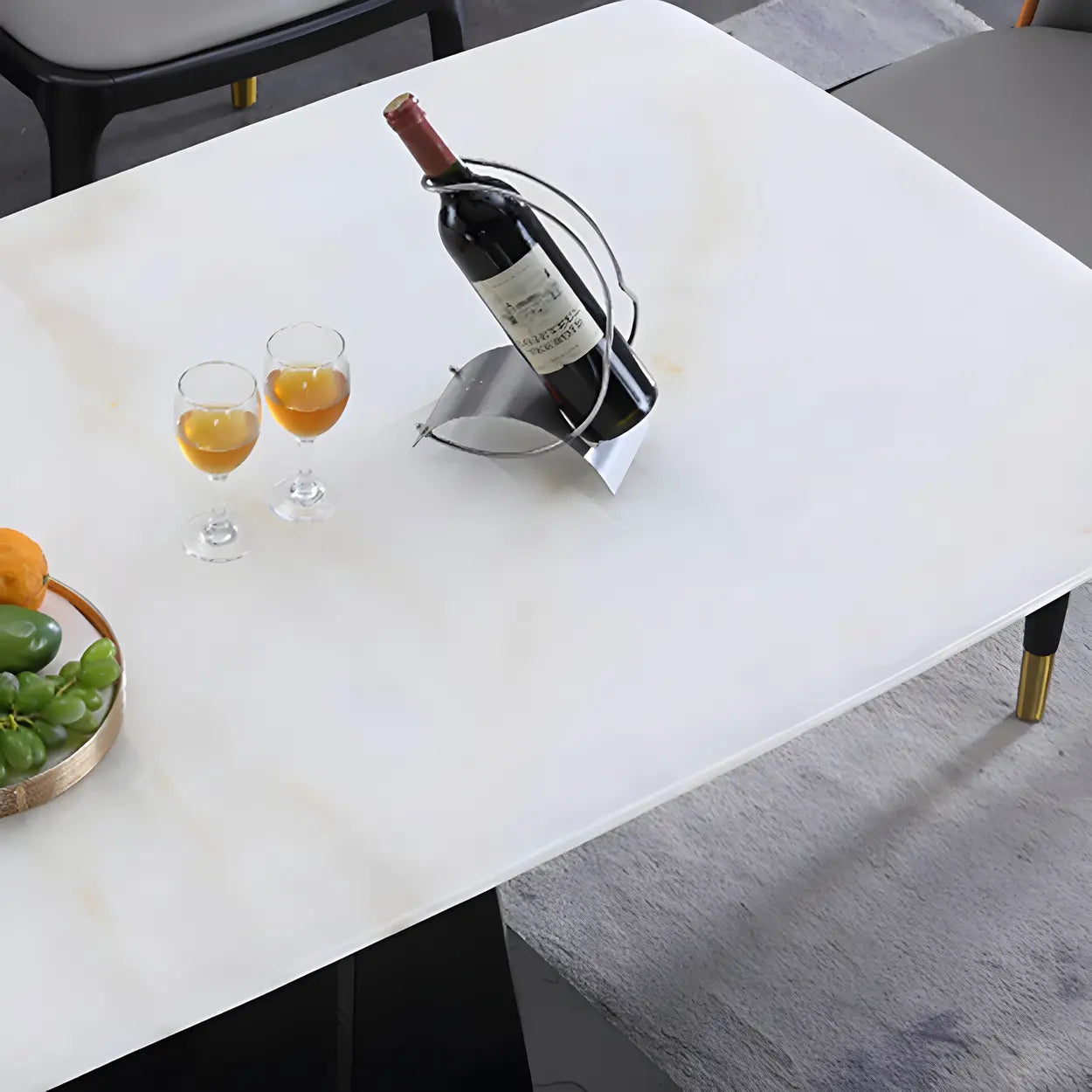Modern Rectangular White Marble Dining Table — Table Only