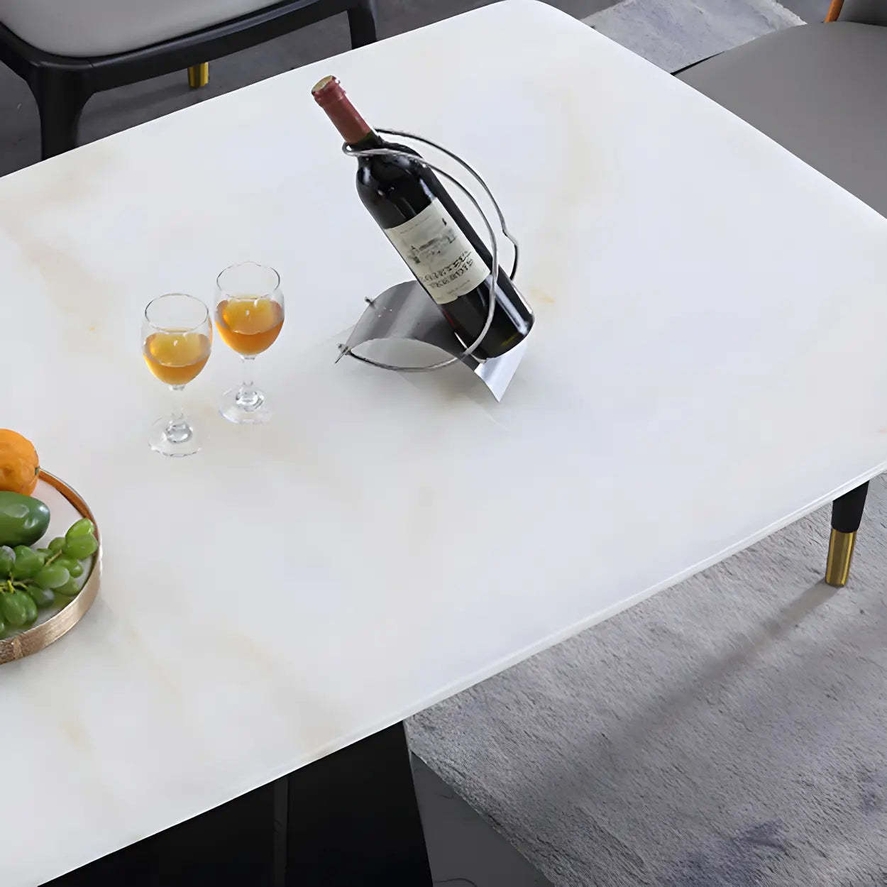 Modern Rectangular White Marble Dining Table — Table Only