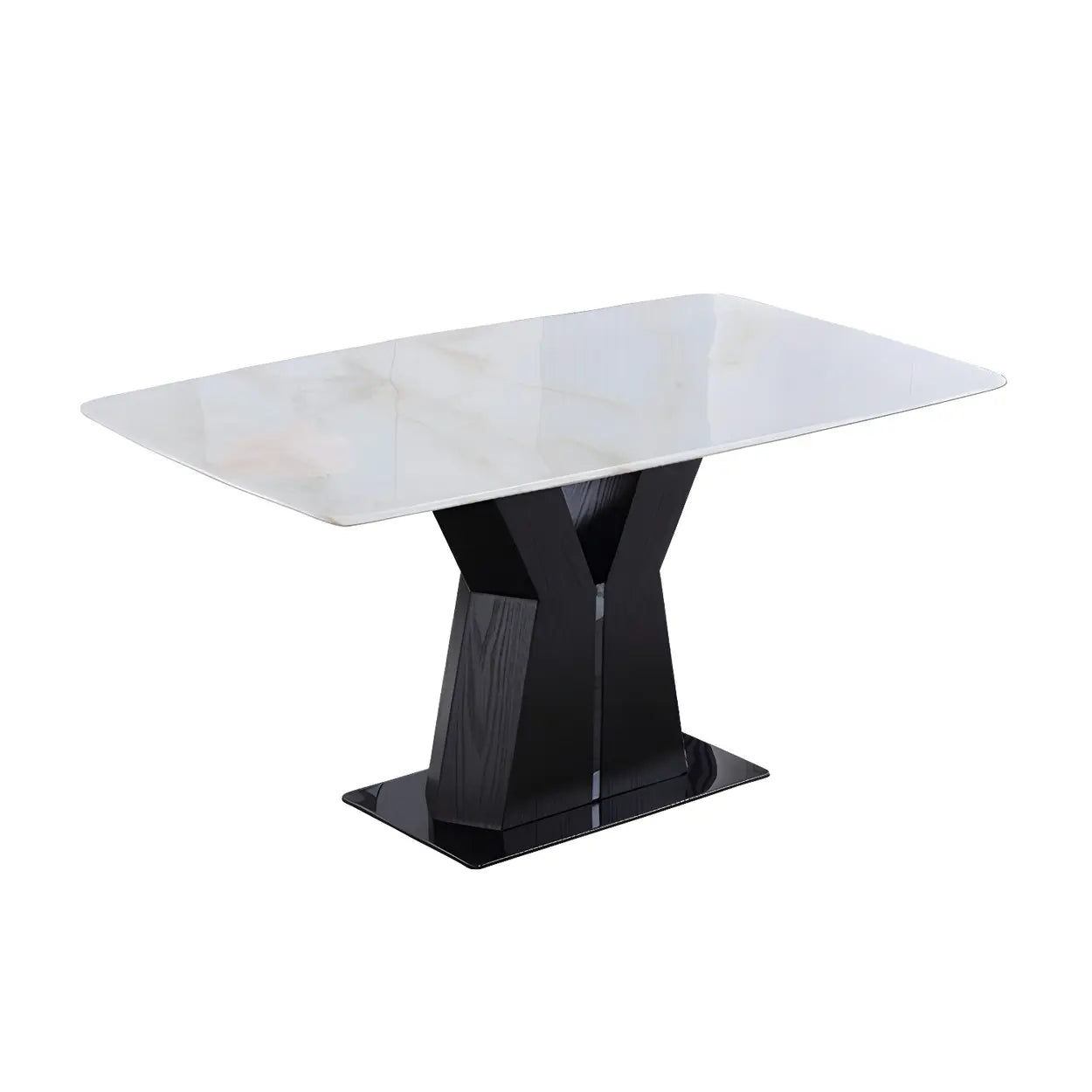 Modern Rectangular White Marble Dining Table — Table Only