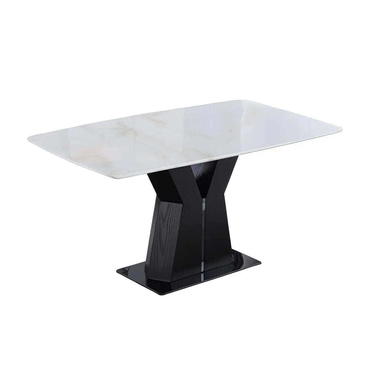 Modern Rectangular White Marble Dining Table — Table Only
