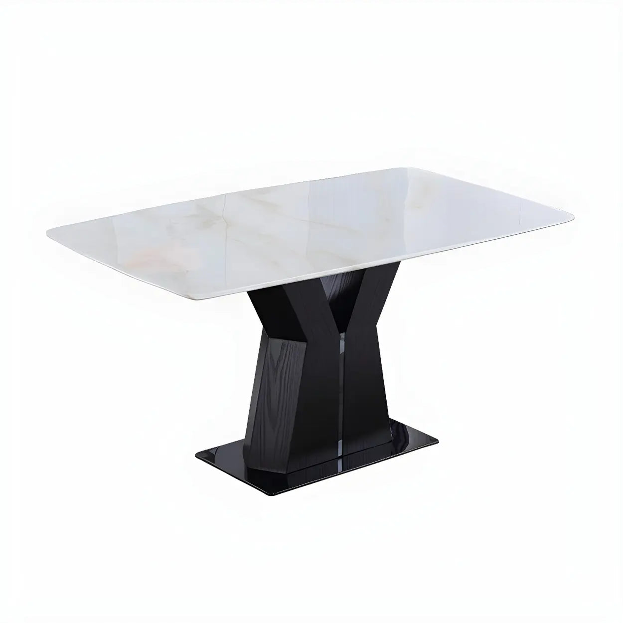 Modern Rectangular White Marble Dining Table