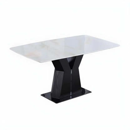 Modern Rectangular White Marble Dining Table