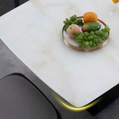 Modern Rectangular White Marble Dining Table