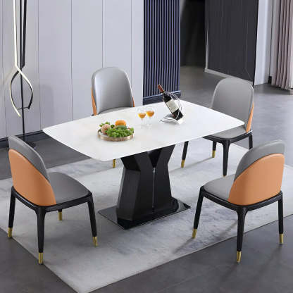 Modern Rectangular White Marble Dining Table