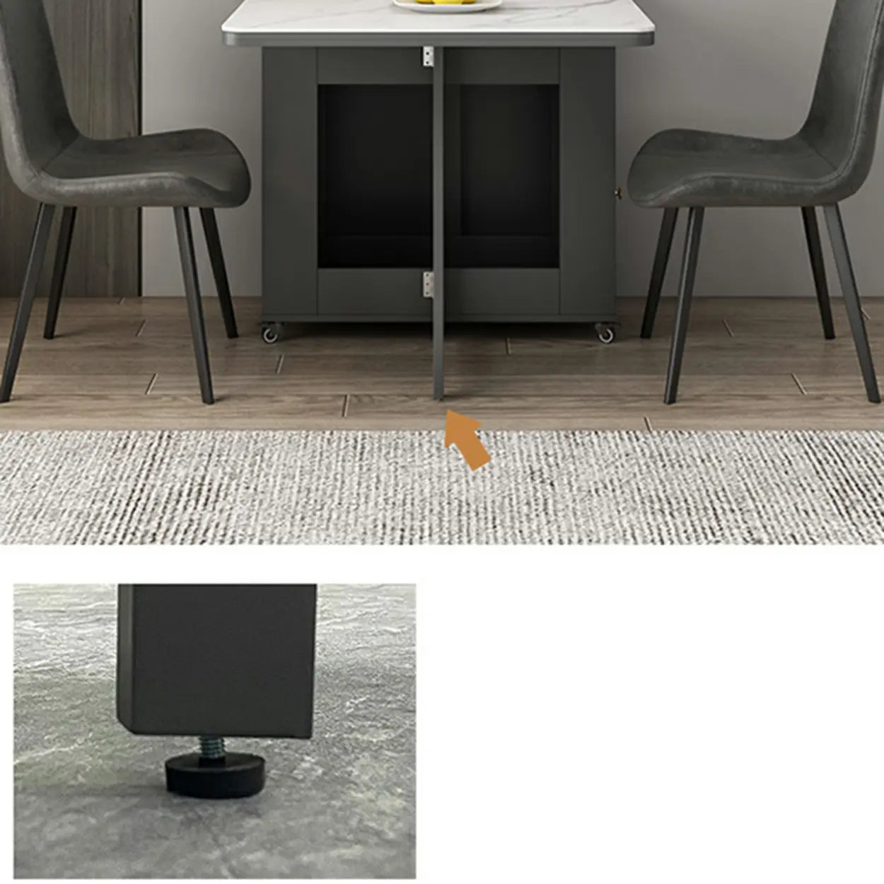 Modern Marble Storage Dining Table with Wheels